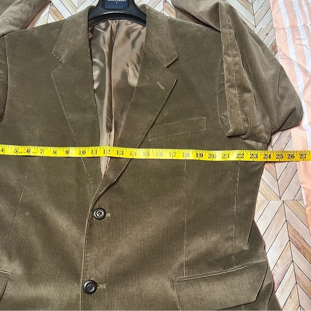 Alan Flusser Blazer 44R Tan Brown Corduroy Two Button‎ Sport Coat Jacket Retro